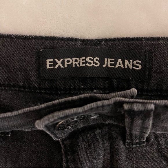 Express Faded Black Distressed Denim Shorts - Picture 4 of 8